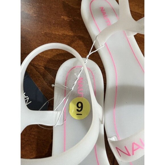 Nautica Womens White & Pink Flat Strappy Jelly Sandals Shoes NWT Open Toe 9 - Picture 4 of 7